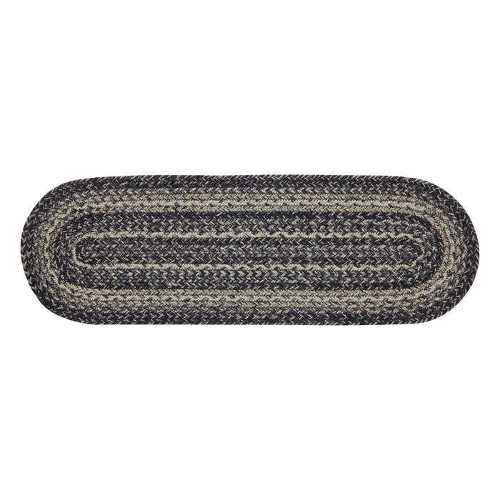 Sawyer Mill Black Oval Braided Stair Tread Latex Backed 8.5x27" - Primitive Star Quilt Shop