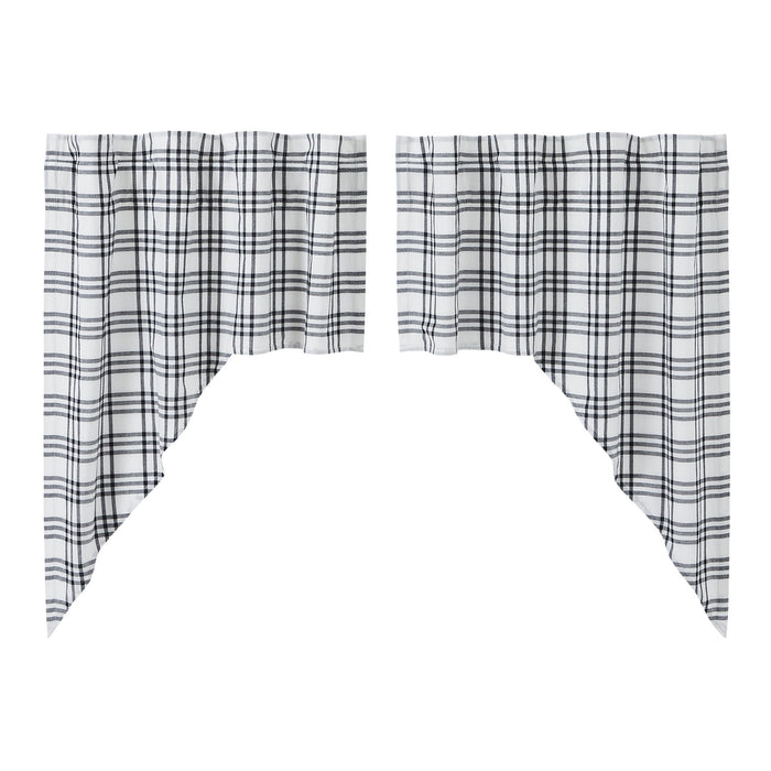 Sawyer Mill Black Plaid Lined Swag Curtains - Primitive Star Quilt Shop