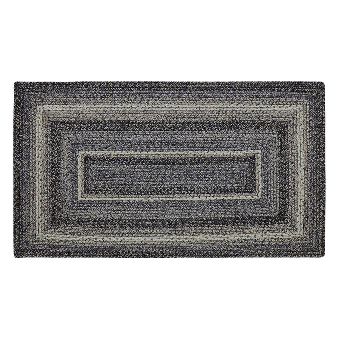 Sawyer Mill Black Rectangle Braided Rug 27x48" - with Pad - Primitive Star Quilt Shop