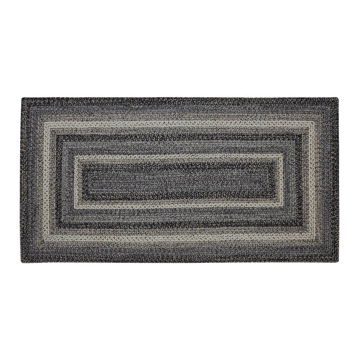 Sawyer Mill Black Rectangle Braided Rug 36x72" - with Pad - Primitive Star Quilt Shop