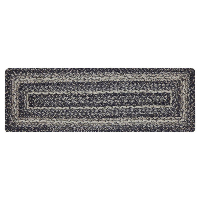 Sawyer Mill Black Rectangle Braided Stair Tread Latex Backed 8.5x27" - Primitive Star Quilt Shop