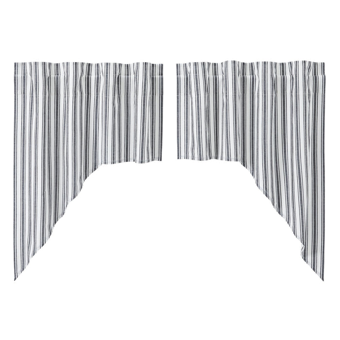 Sawyer Mill Black Ticking Stripe Lined Swag Curtains - Primitive Star Quilt Shop