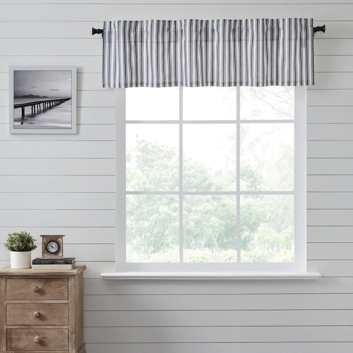 Sawyer Mill Black Ticking Stripe Lined Valance 60" - Primitive Star Quilt Shop