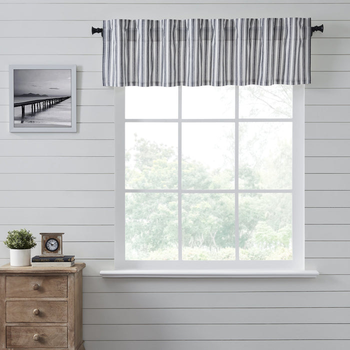 Sawyer Mill Black Ticking Stripe Lined Valance 72" - Primitive Star Quilt Shop