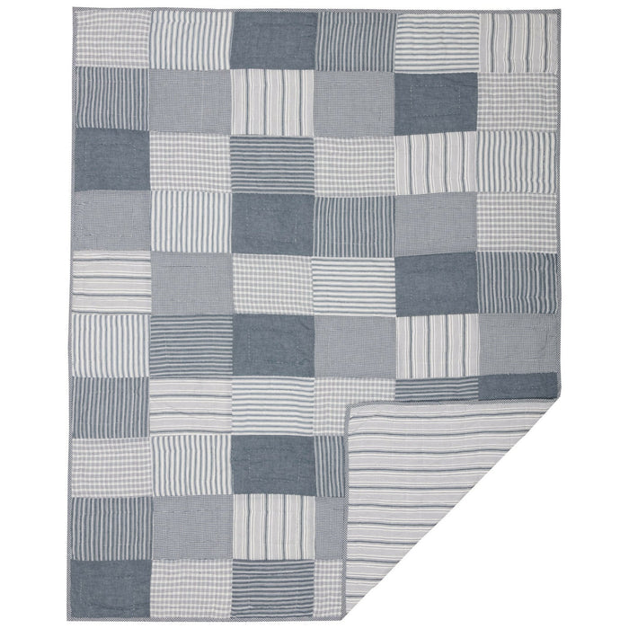 Sawyer Mill Blue Block Quilted Throw - Primitive Star Quilt Shop