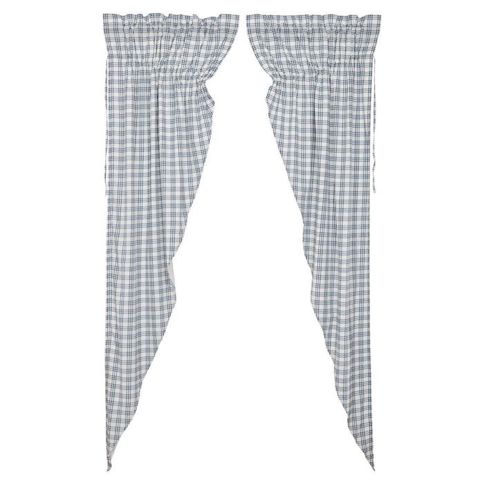Sawyer Mill Blue Plaid Lined Long Prairie Curtains 84" - Primitive Star Quilt Shop