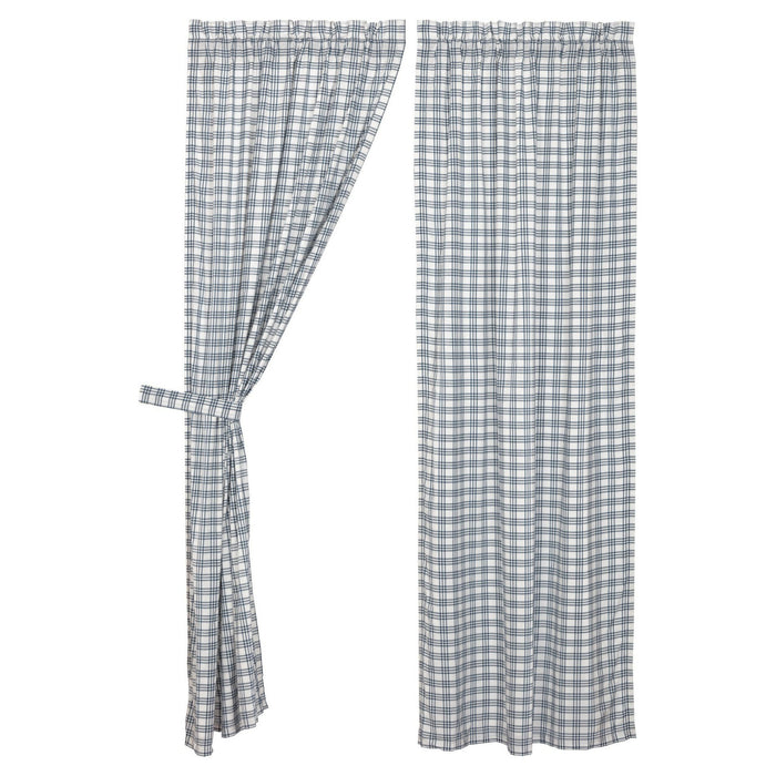 Sawyer Mill Blue Plaid Lined Panel Curtains 84" - Primitive Star Quilt Shop