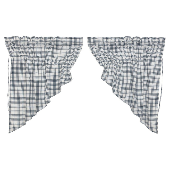 Sawyer Mill Blue Plaid Lined Prairie Swag Curtains - Primitive Star Quilt Shop