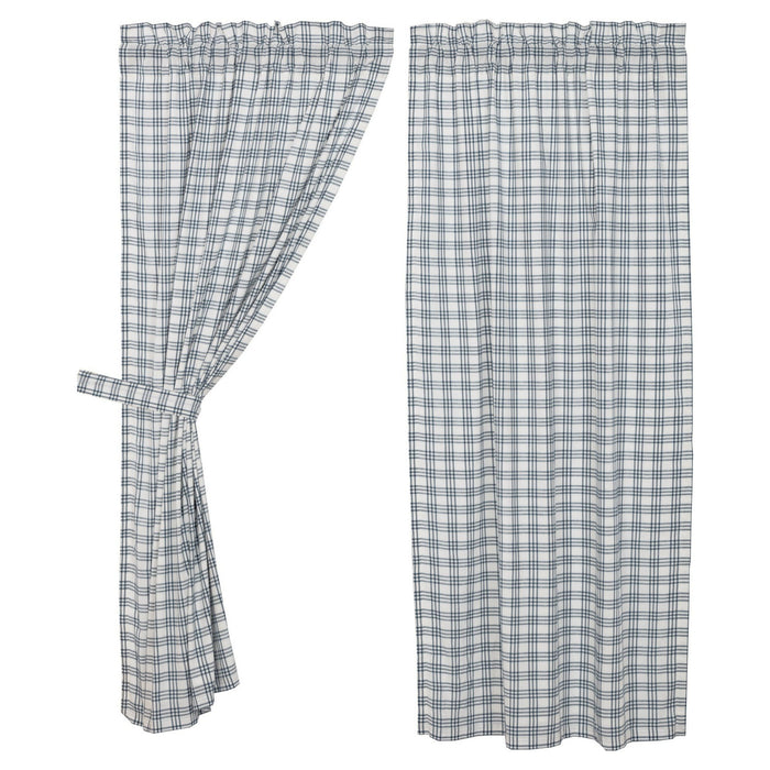 Sawyer Mill Blue Plaid Lined Short Panel Curtains 63" - Primitive Star Quilt Shop