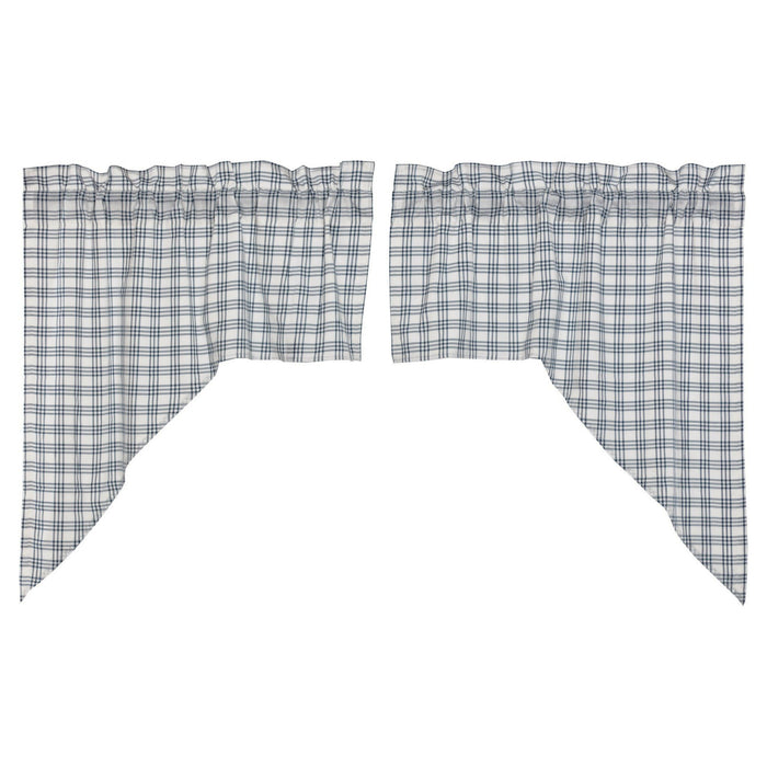 Sawyer Mill Blue Plaid Lined Swag Curtains - Primitive Star Quilt Shop