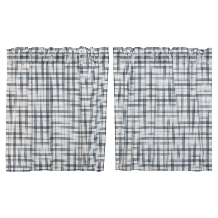 Sawyer Mill Blue Plaid Lined Tier Curtains 36" - Primitive Star Quilt Shop