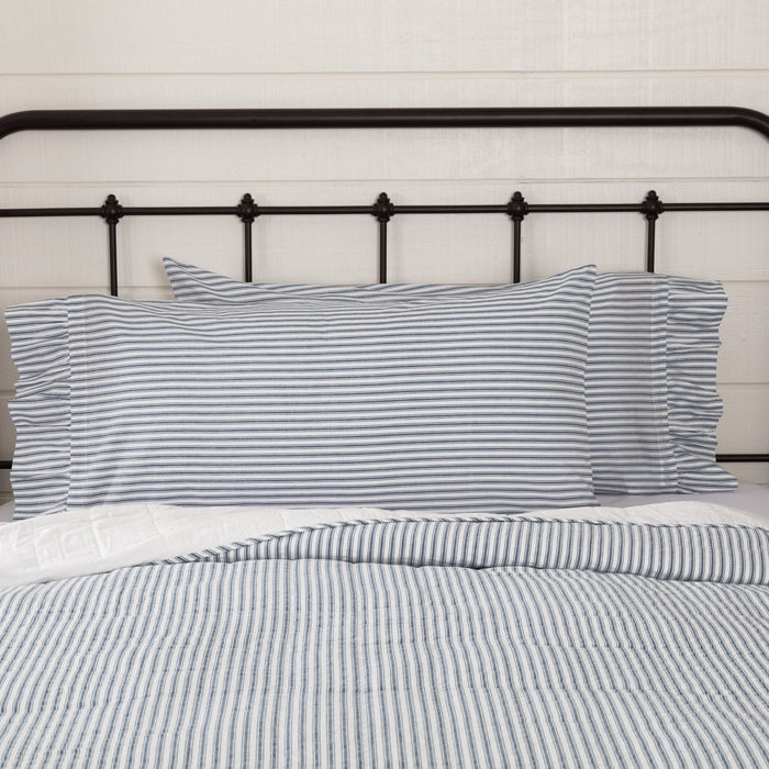 Sawyer Mill Blue Ticking Stripe King Pillow Case - Set of 2 - Primitive Star Quilt Shop