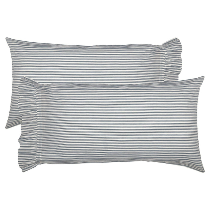 Sawyer Mill Blue Ticking Stripe King Pillow Case - Set of 2 - Primitive Star Quilt Shop
