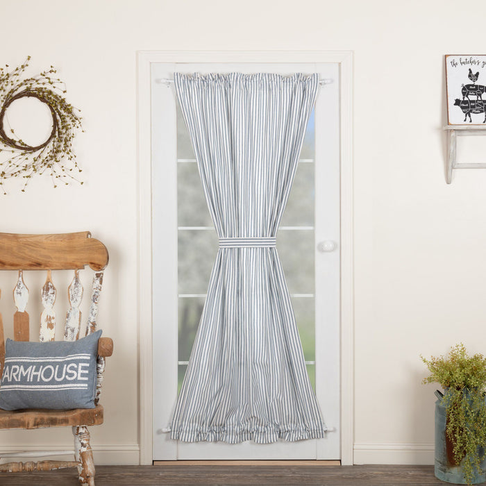Sawyer Mill Blue Ticking Stripe Lined Door Panel Curtain 72" Default - Primitive Star Quilt Shop