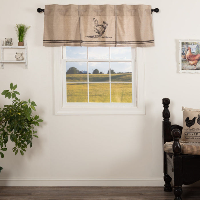 Sawyer Mill Charcoal Chicken Lined Valance 60" - Primitive Star Quilt Shop