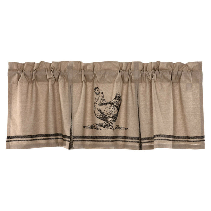 Sawyer Mill Charcoal Chicken Lined Valance 60" - Primitive Star Quilt Shop