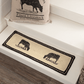 Sawyer Mill Charcoal Cow Rectangle Braided Stair Tread Latex Backed 8.5x27" - Primitive Star Quilt Shop