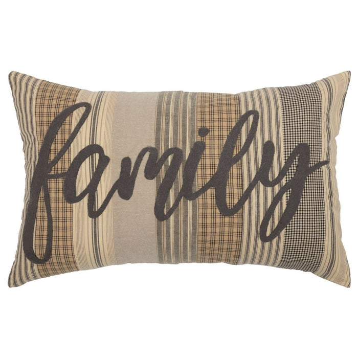 Sawyer Mill Charcoal Family Pillow 14x22" Filled - Primitive Star Quilt Shop
