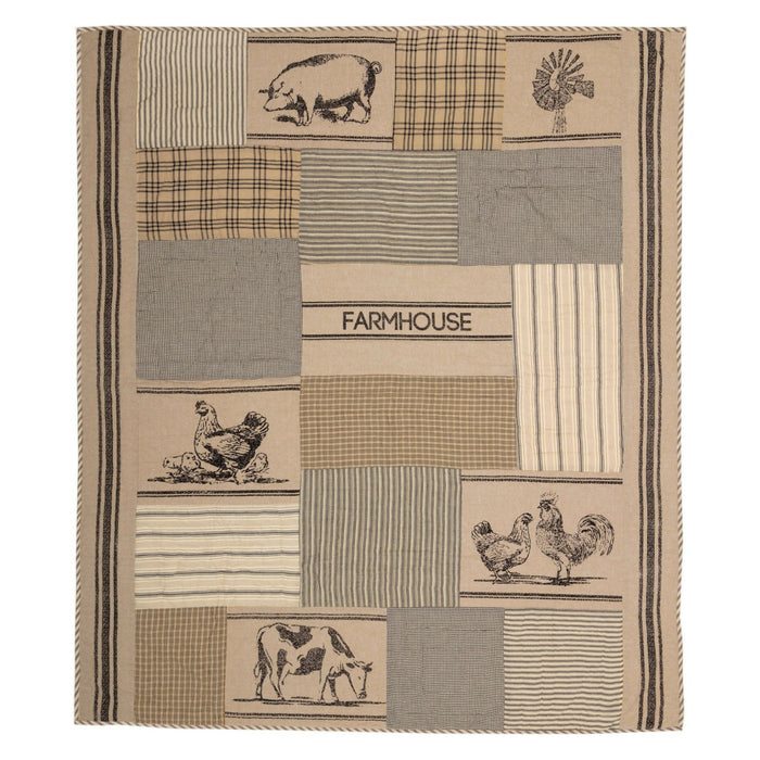 Sawyer Mill Charcoal Farm Animal Quilted Throw - Primitive Star Quilt Shop