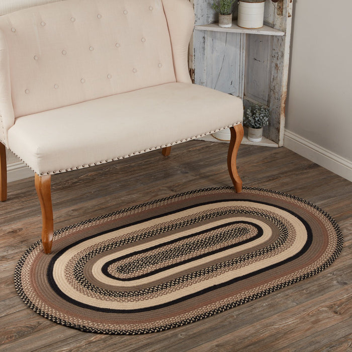 Sawyer Mill Charcoal Oval Braided Rug 36x60" - Primitive Star Quilt Shop