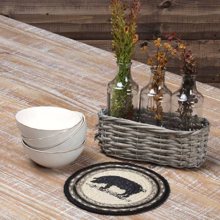 Sawyer Mill Charcoal Pig Braided Trivet 8" - Primitive Star Quilt Shop