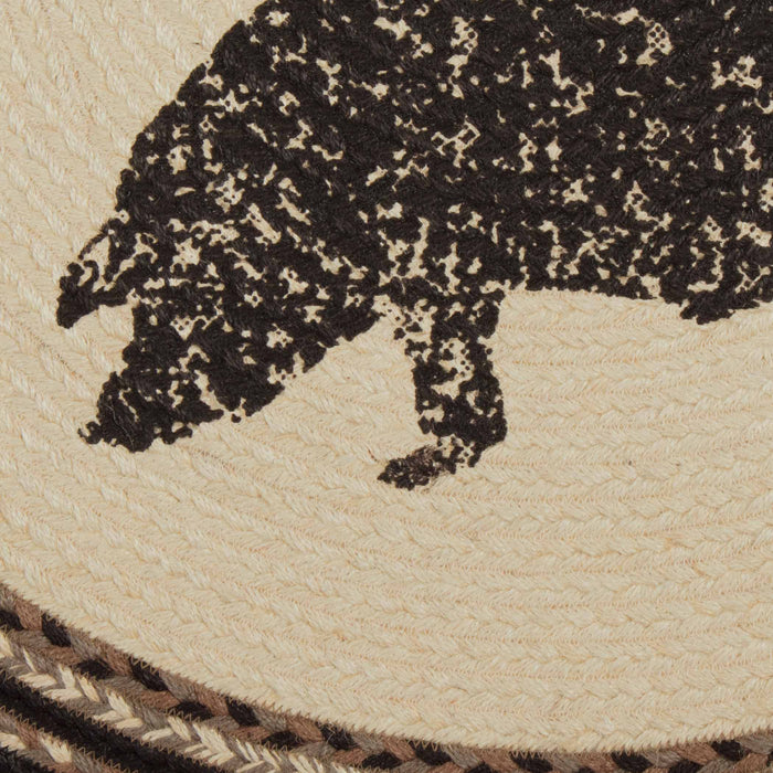 Sawyer Mill Charcoal Pig Half Circle Braided Rug 16.5x33" - Primitive Star Quilt Shop