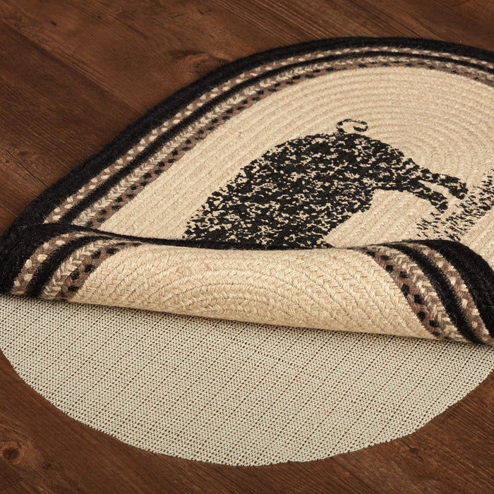Sawyer Mill Charcoal Pig Oval Braided Rug 20x30" - Primitive Star Quilt Shop