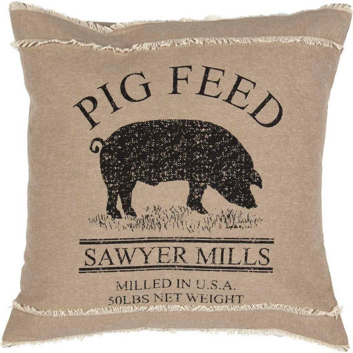 Sawyer Mill Charcoal Pig Pillow 18" Filled - Primitive Star Quilt Shop