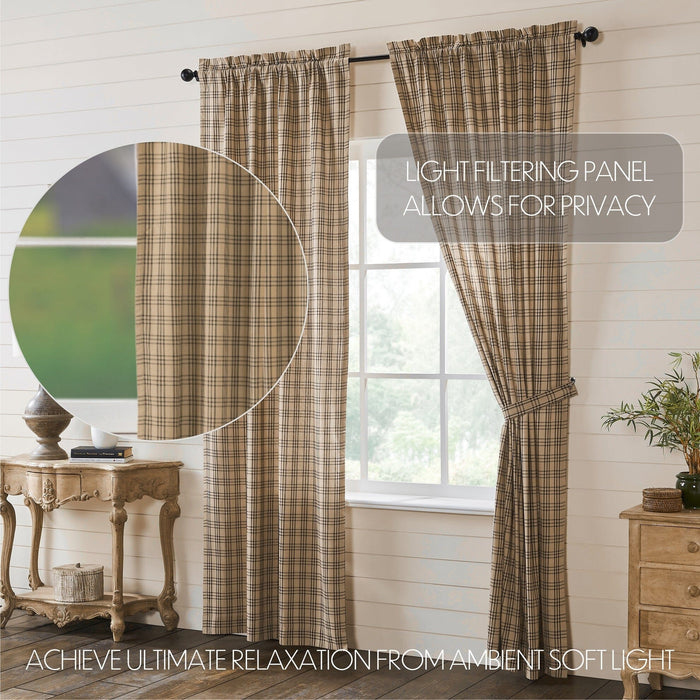 Sawyer Mill Charcoal Plaid Lined Panel Curtains 96" - Primitive Star Quilt Shop