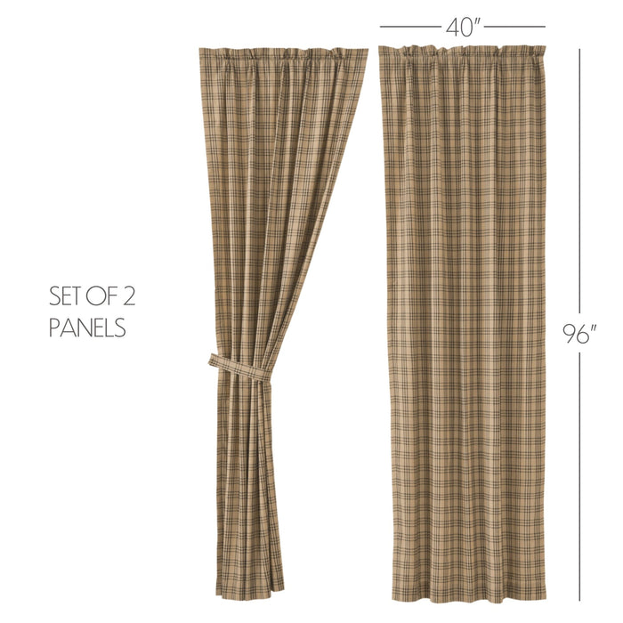 Sawyer Mill Charcoal Plaid Lined Panel Curtains 96" - Primitive Star Quilt Shop