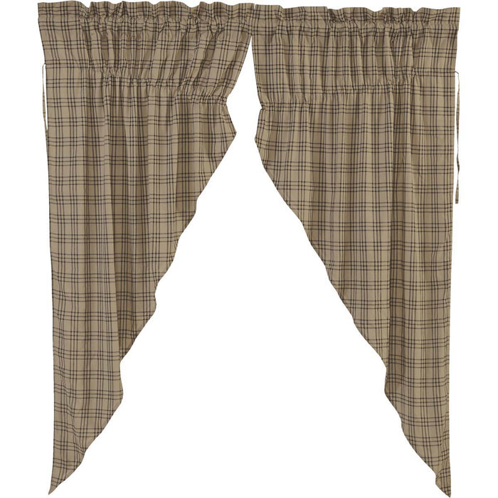 Sawyer Mill Charcoal Plaid Lined Prairie Curtains 63" - Primitive Star Quilt Shop