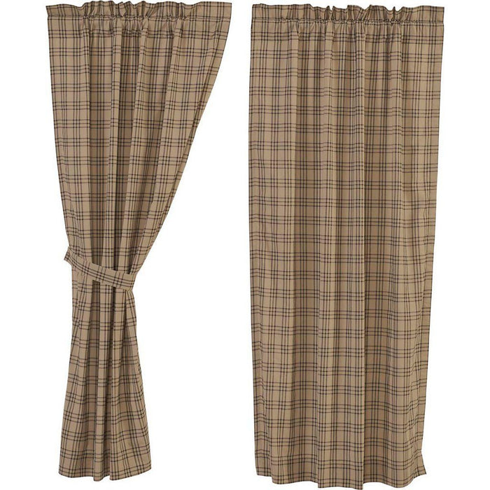 Sawyer Mill Charcoal Plaid Lined Short Panel Curtains 63" - Primitive Star Quilt Shop