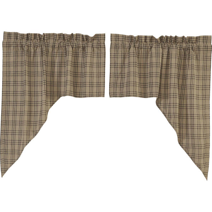 Sawyer Mill Charcoal Plaid Lined Swag Curtains - Primitive Star Quilt Shop