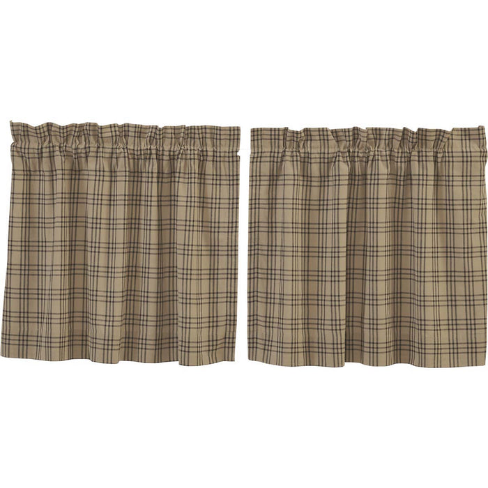 Sawyer Mill Charcoal Plaid Lined Tier Curtains 24" - Primitive Star Quilt Shop