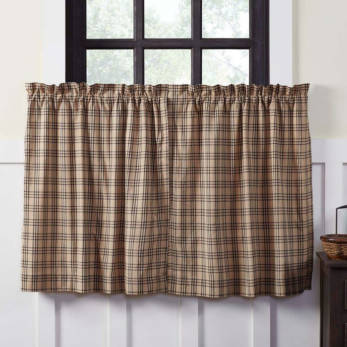 Sawyer Mill Charcoal Plaid Lined Tier Curtains 36" - Primitive Star Quilt Shop