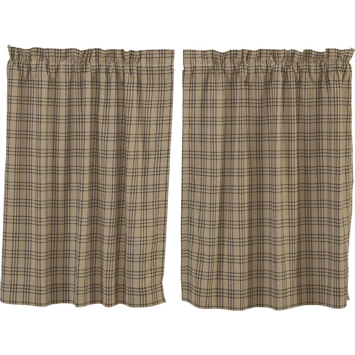 Sawyer Mill Charcoal Plaid Lined Tier Curtains 36" - Primitive Star Quilt Shop