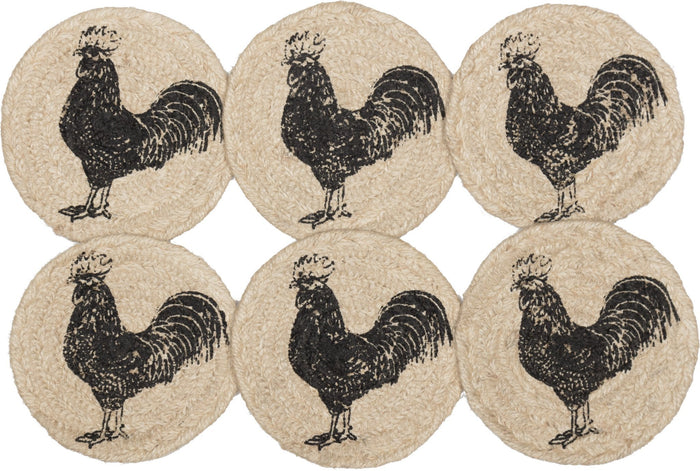 Sawyer Mill Charcoal Poultry Braided Coaster 4" - Set of 6 - Primitive Star Quilt Shop