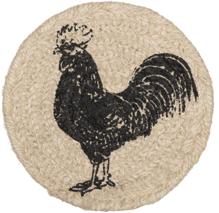 Sawyer Mill Charcoal Poultry Braided Coaster 4" - Set of 6 - Primitive Star Quilt Shop