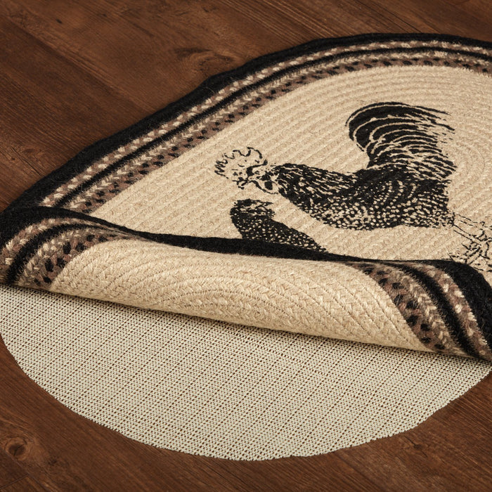Sawyer Mill Charcoal Poultry Oval Braided Rug 20x30" - Primitive Star Quilt Shop