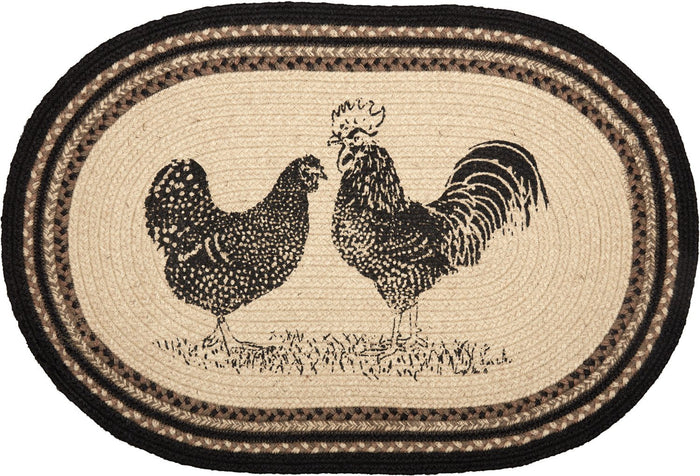 Sawyer Mill Charcoal Poultry Oval Braided Rug 20x30" - Primitive Star Quilt Shop
