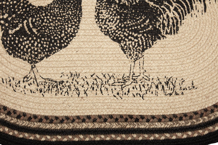 Sawyer Mill Charcoal Poultry Oval Braided Rug 20x30" - Primitive Star Quilt Shop