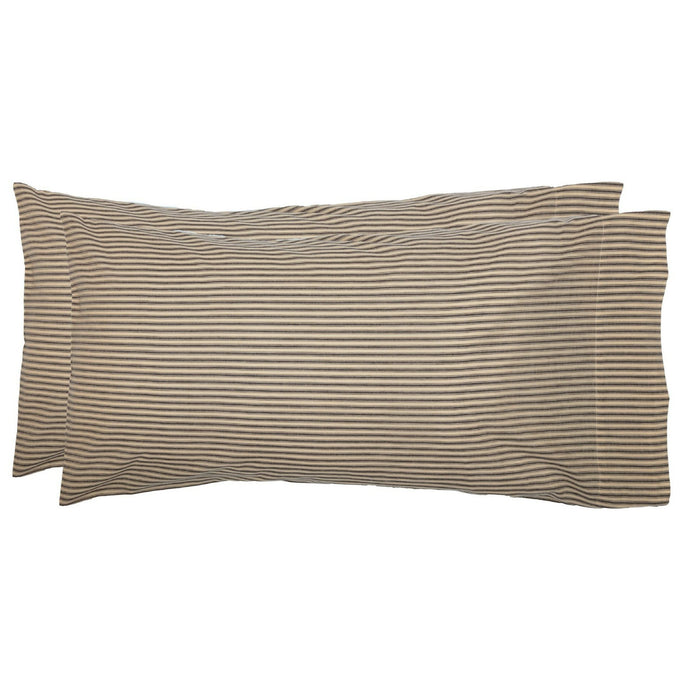 Sawyer Mill Charcoal Ticking Stripe King Pillow Case - Set of 2 - Primitive Star Quilt Shop
