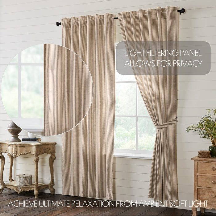 Sawyer Mill Charcoal Ticking Stripe Lined Panel Curtains 96" - Primitive Star Quilt Shop
