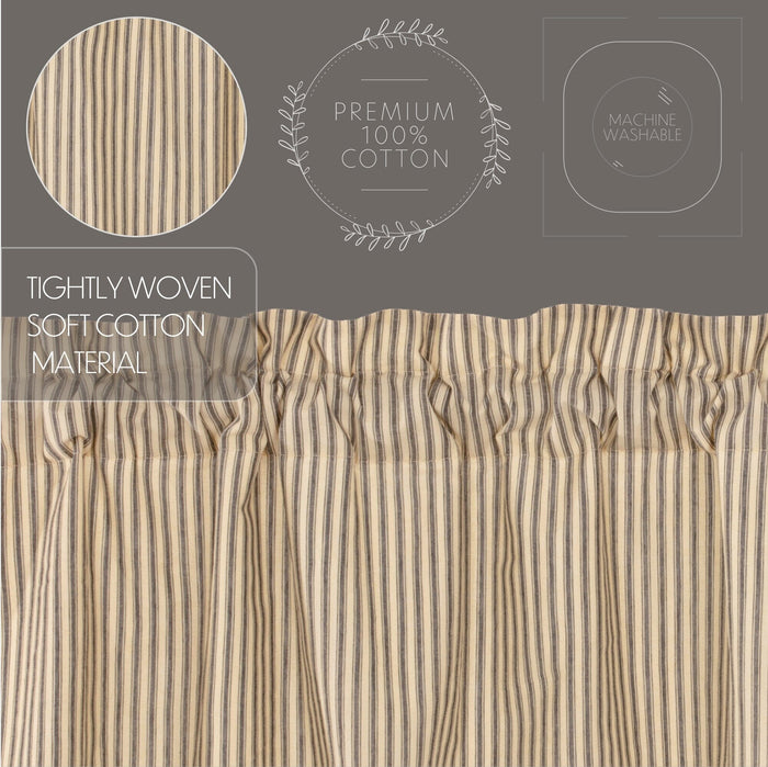 Sawyer Mill Charcoal Ticking Stripe Lined Panel Curtains 96" - Primitive Star Quilt Shop