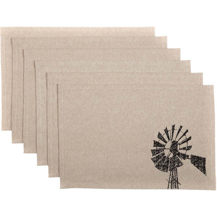 Sawyer Mill Charcoal Windmill Placemat - Set of 6 - Primitive Star Quilt Shop