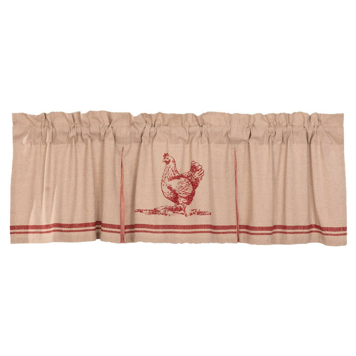 Sawyer Mill Red Chicken Lined Valance 72" - Primitive Star Quilt Shop