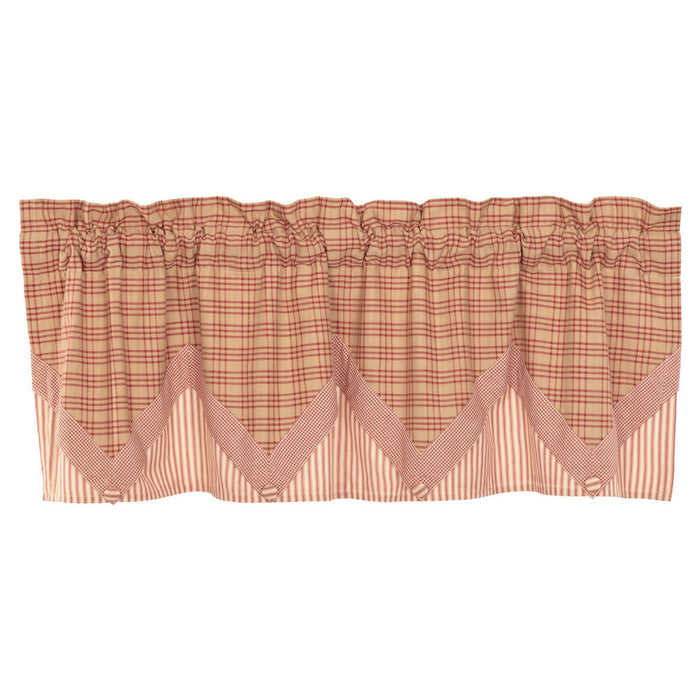 Sawyer Mill Red Layered Lined Valance 60" - Primitive Star Quilt Shop
