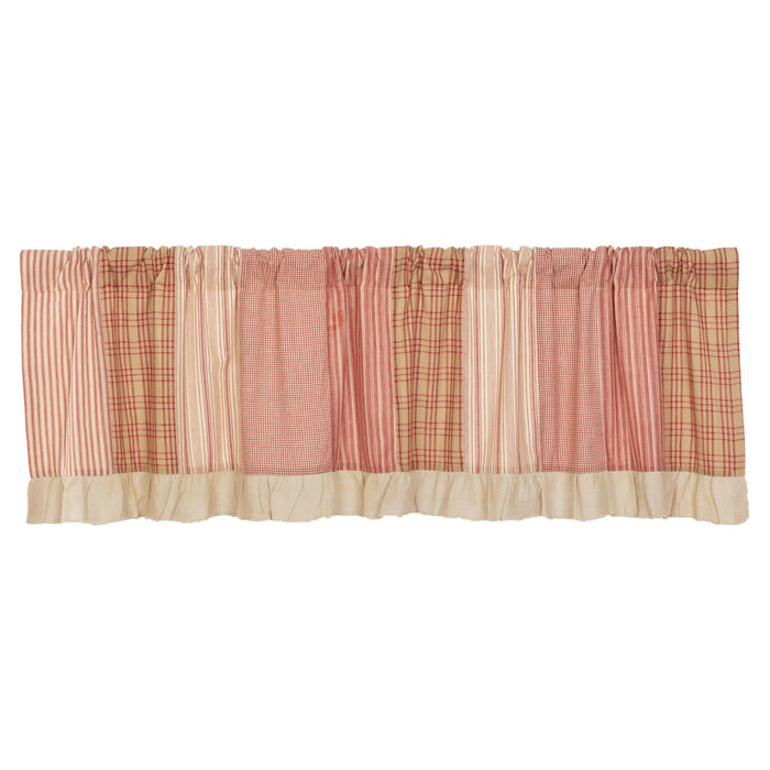 Sawyer Mill Red Patchwork Lined Valance 72" - Primitive Star Quilt Shop