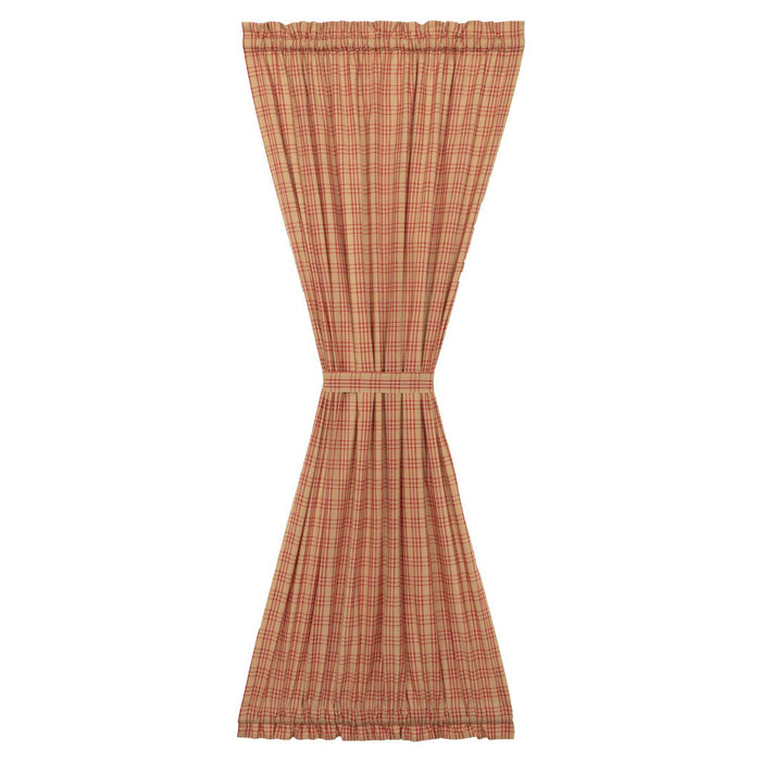 Sawyer Mill Red Plaid Lined Door Panel Curtain 72" Default - Primitive Star Quilt Shop