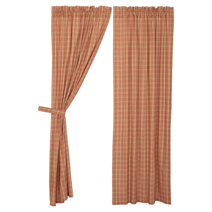 Sawyer Mill Red Plaid Lined Panel Curtains 84" - Primitive Star Quilt Shop